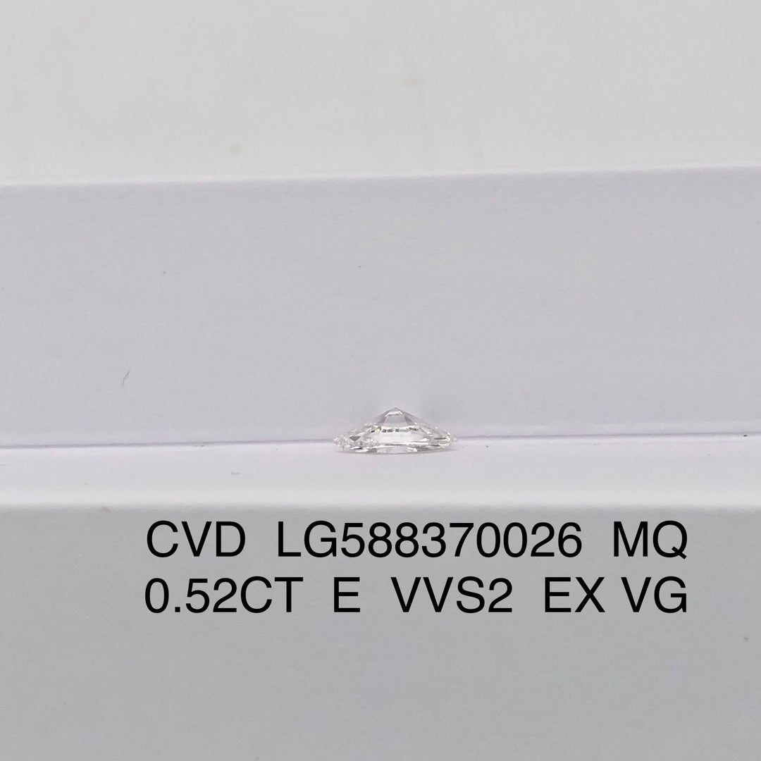 0.52 Carat Lab Grown Marquise Diamond E VVS2 EX VG CVD Wholesale Price