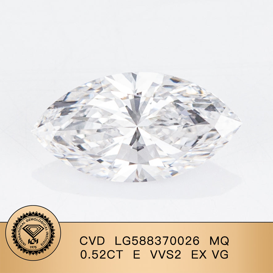 0.52 Carat Lab Grown Marquise Diamond E VVS2 EX VG CVD Wholesale Price