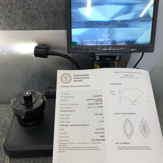 0.52 Carat Lab Grown Marquise Diamond E VVS2 EX VG CVD Wholesale Price