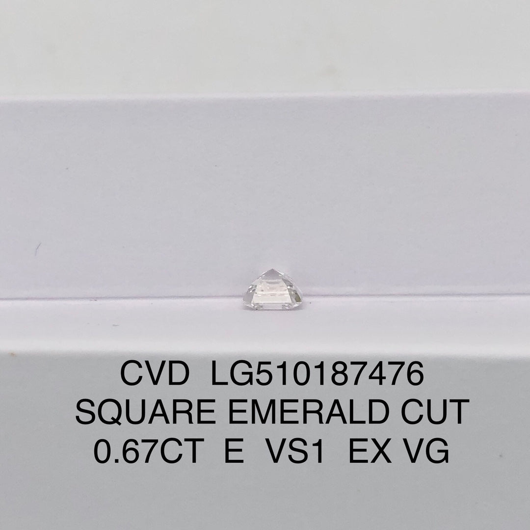 0.67 Carat Lab Grown Diamond E VS1 Square Emerald EX VG CVD