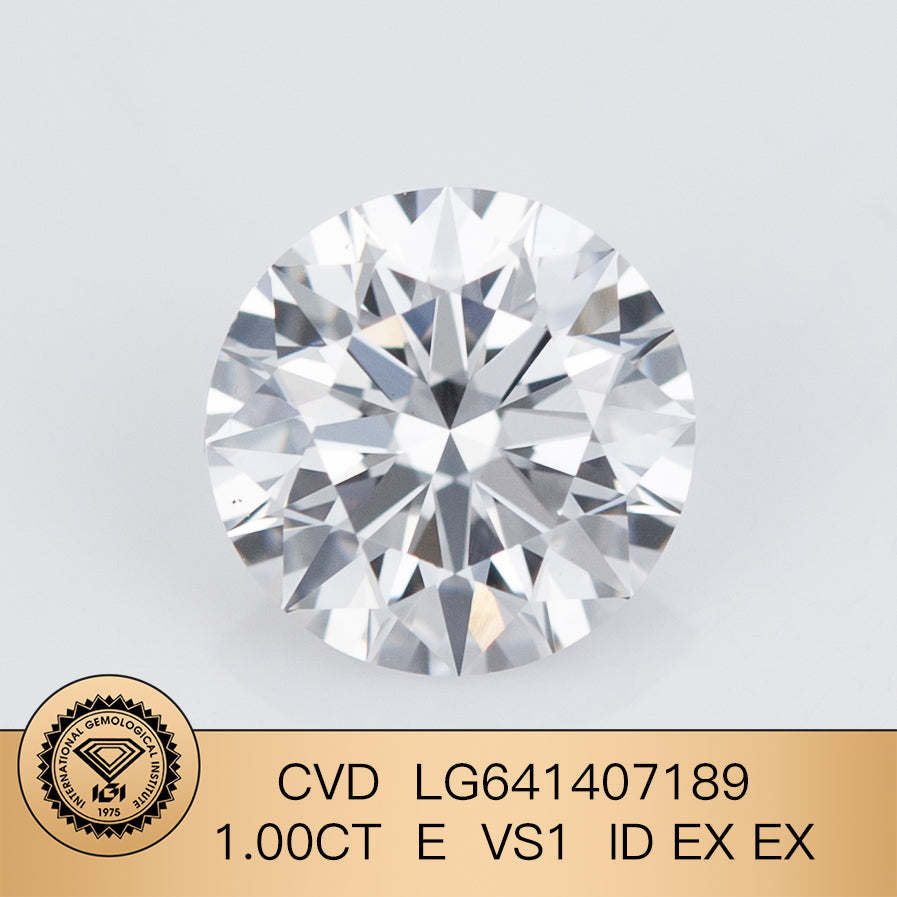 1.00 Carat Lab Grown Diamond IGI Certificate E VS1 CVD Lab Created Round Diamond