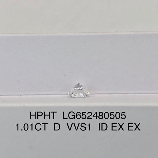 1.01 Carat Lab Grown Diamond VVS1 IGI HPHT NONE Fluorescence D Ideal EX EX
