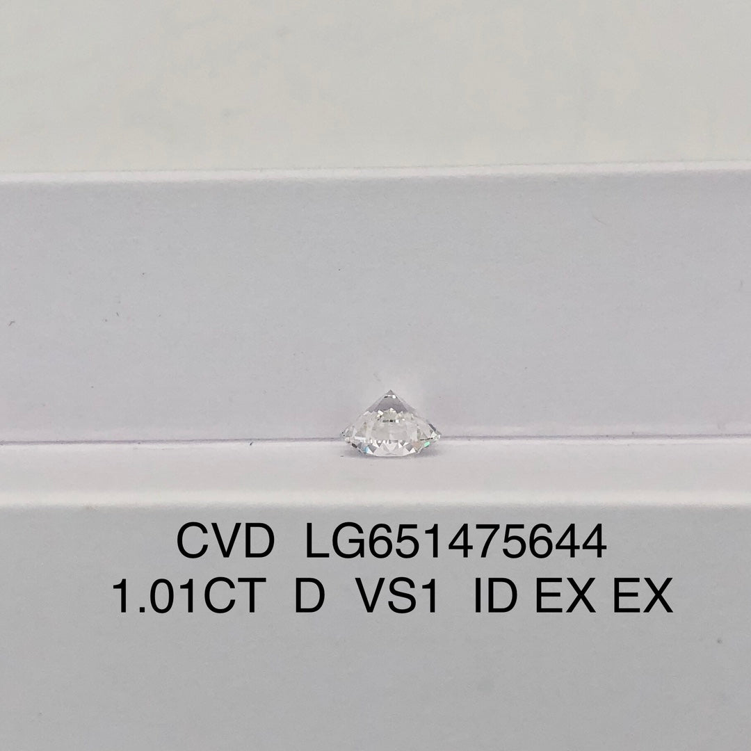 1.01 Carat Lab Grown Diamond D VS1 IGI Certificate CVD Ideal 2EX