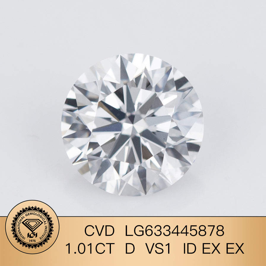 1.01 Carat Lab Grown Diamond VS1 IGI Certificate D CVD Ideal 2EX Cut