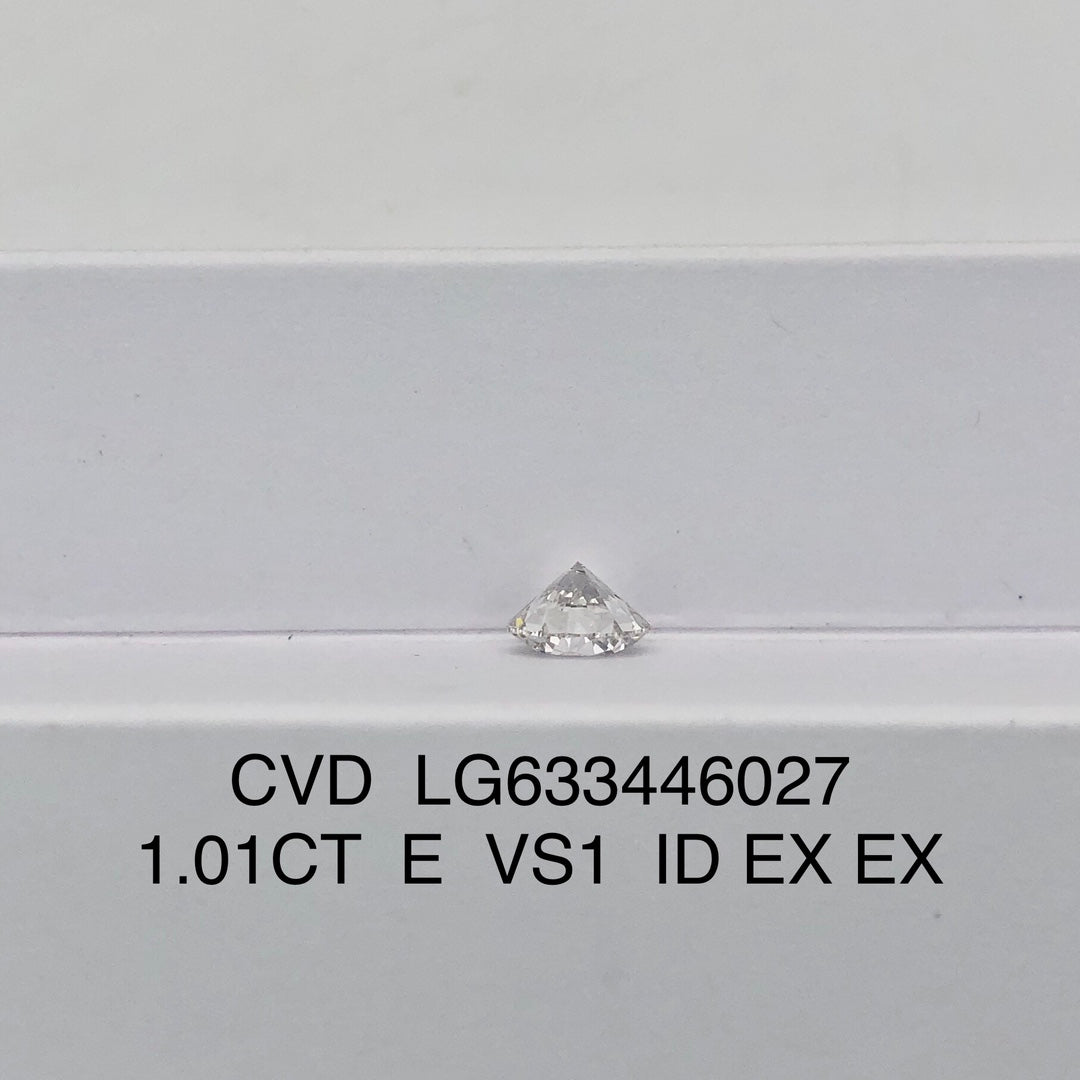 1.01 Carat Lab Grown Diamond VS1 IGI Certificate E CVD Ideal 2EX Round