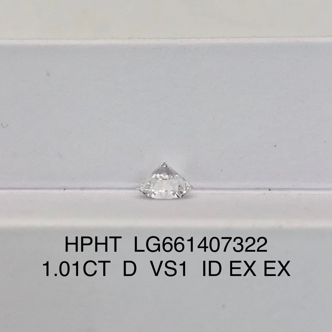 1.01 Carat Lab Grown Diamond VS1 IGI D HPHT 3EX Synthetic Diamond