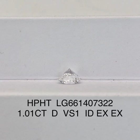 1.01 Carat Lab Grown Diamond VS1 IGI D HPHT 3EX Synthetic Diamond