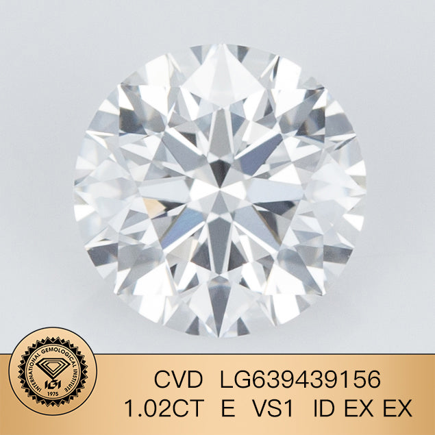 1.02 Carat Lab Grown Diamond E VS1 CVD ID EX EX IGI Certificate
