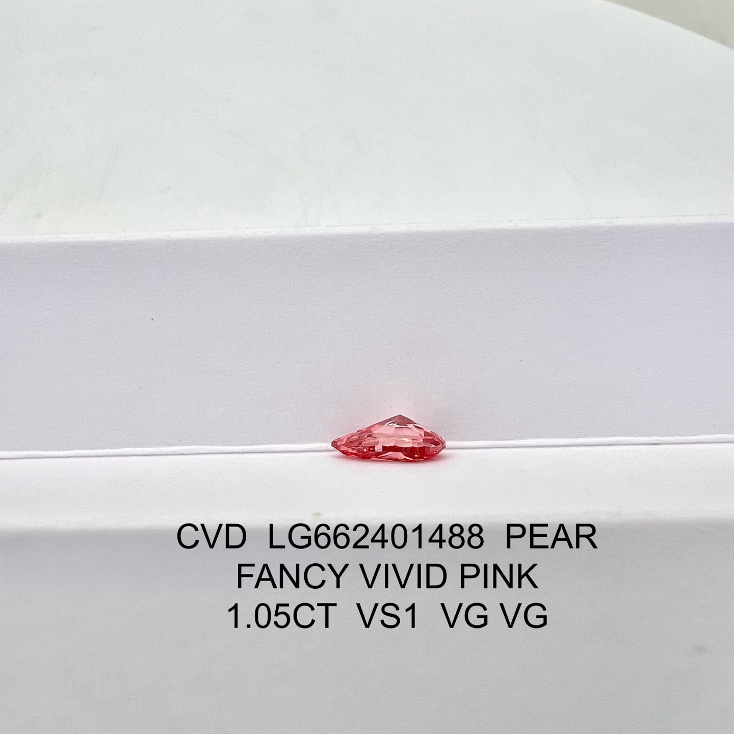 Diamant de laboratoire de 1,05 carat, couleur rose vif fantaisie VS1 CVD 2VG, forme poire