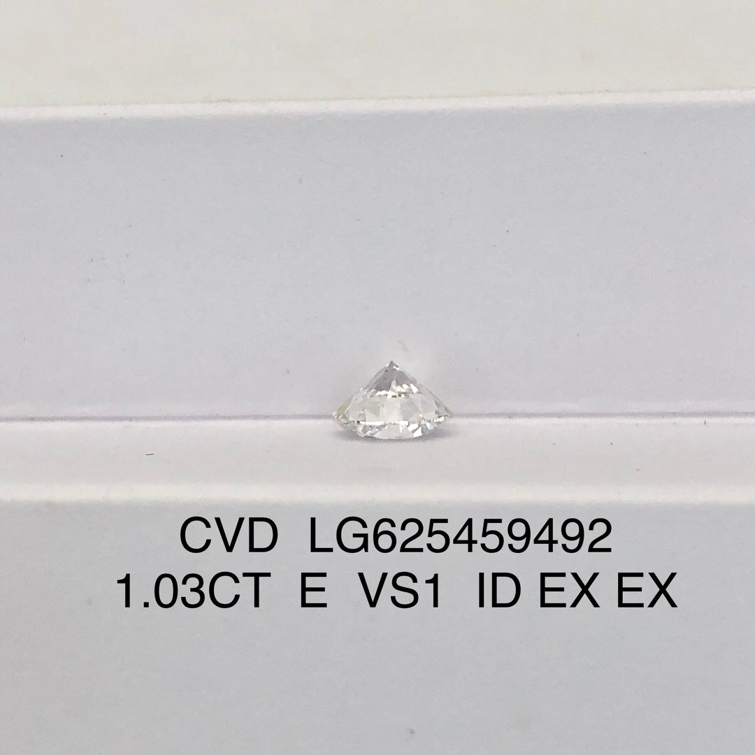 1.03 Carat Lab Grown Diamond VS1 IGI E CVD N Ideal 2EX Cut Synthetic Round Diamond