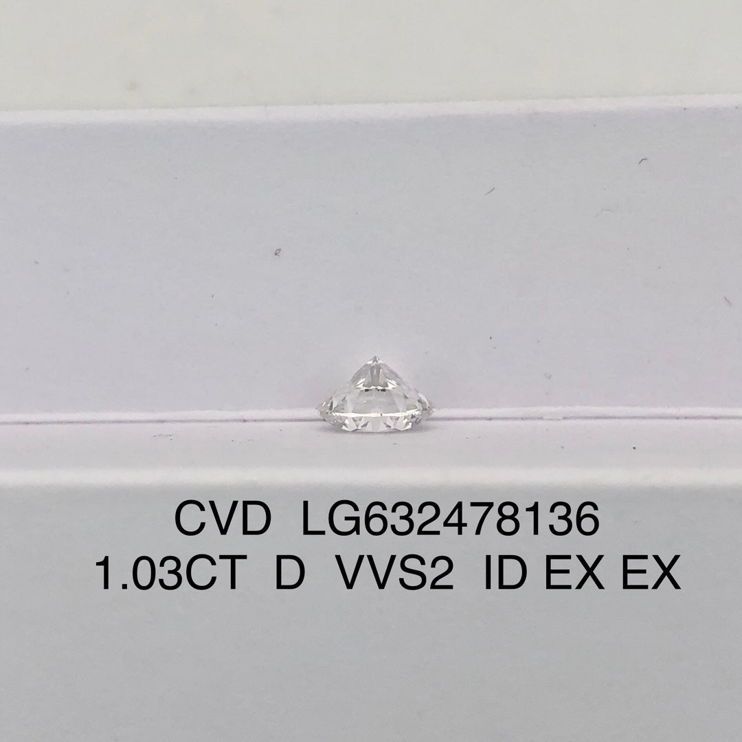 1.03 Carat Lab Grown Diamond VVS2 IGI Certificate D CVD N Ideal 2EX Cut