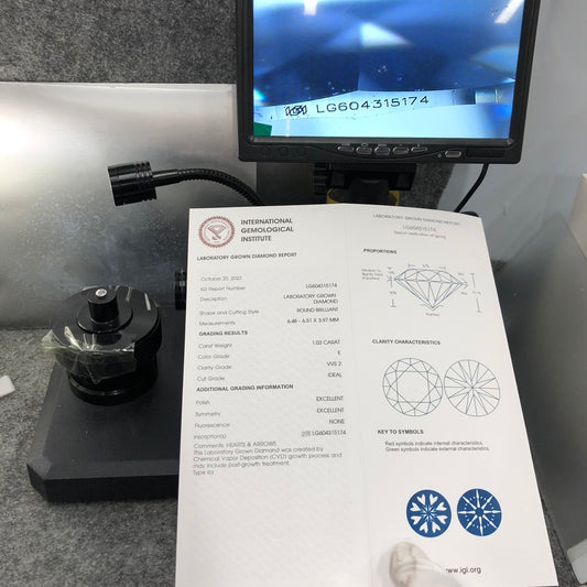 1.03 Carat Lab Grown Diamond VVS2 IGI Certificate E CVD 3EX Cut