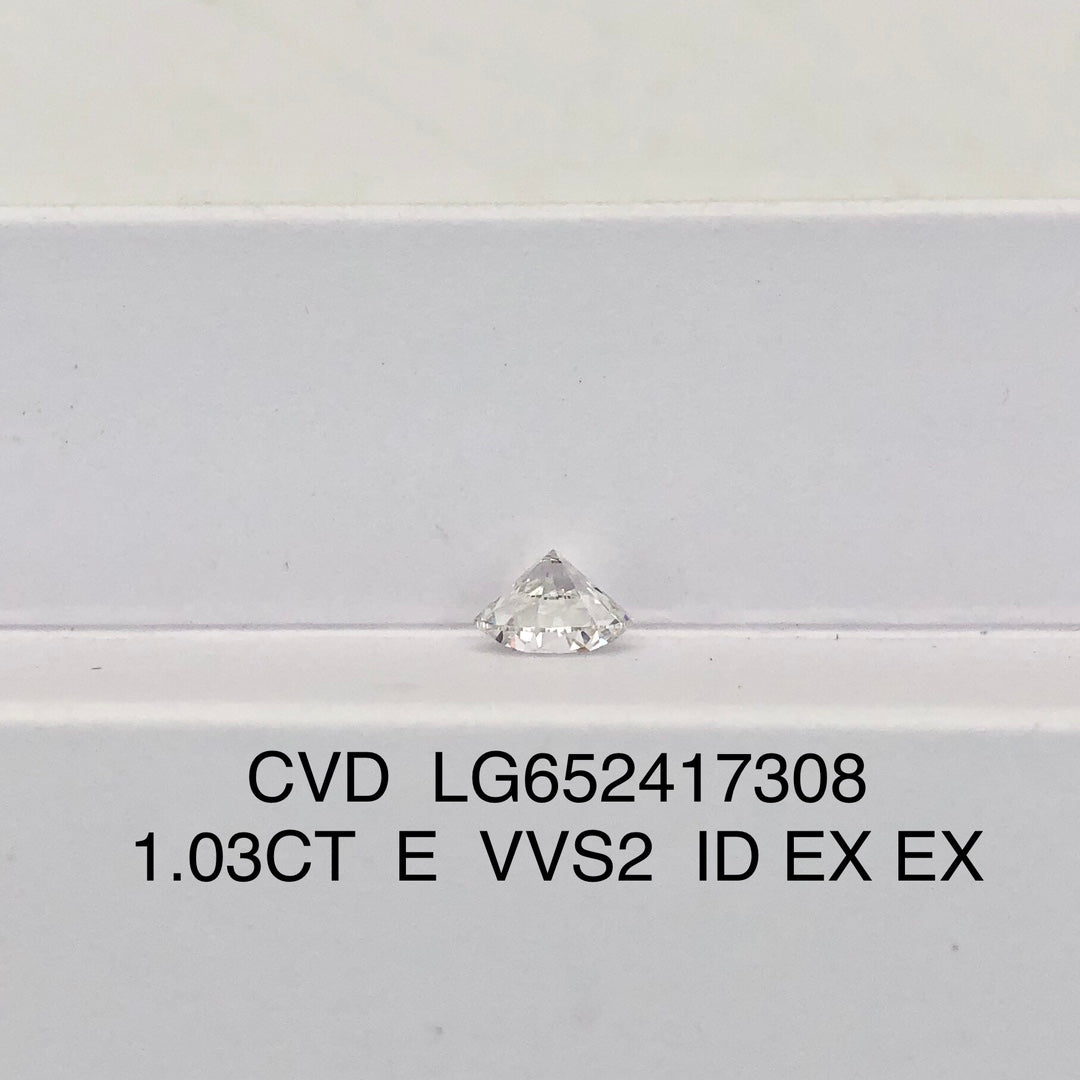 1.03 Carat Lab Grown Diamond VVS2 IGI E CVD N Ideal 2EX Cut