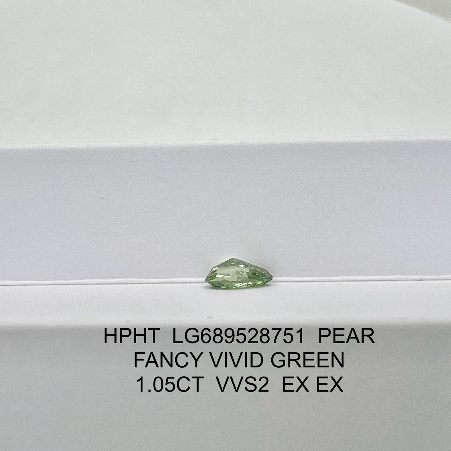 Diamant poire de 1,05 carat, cultivé en laboratoire, vert vif fantaisie VVS2 HPHT 2EX
