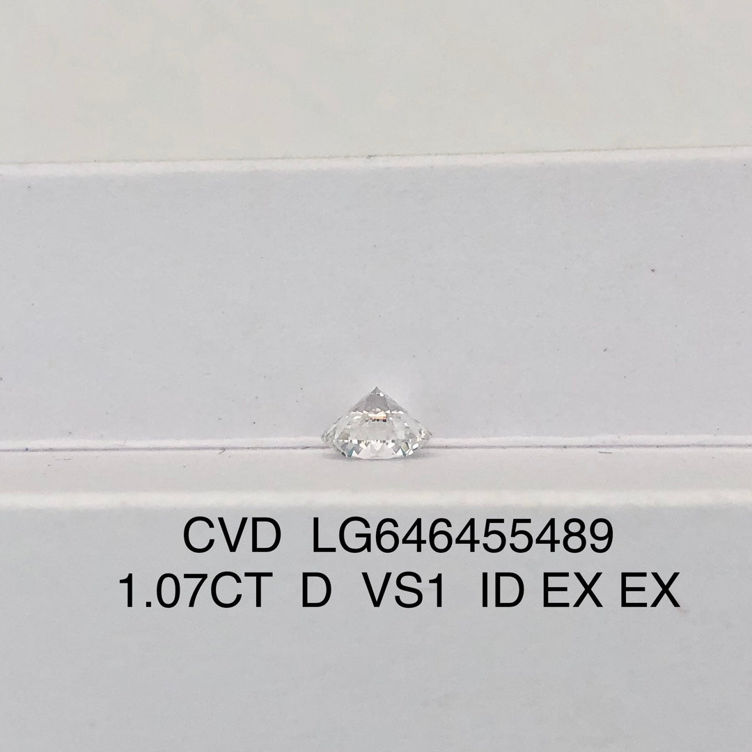 1.07 Carat Lab Grown Man Made Diamond VS1 IGI D CVD NONE Excellent Cut