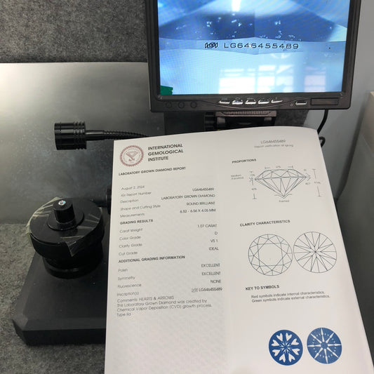 1.07 Carat Lab Grown Man Made Diamond VS1 IGI D CVD NONE Excellent Cut