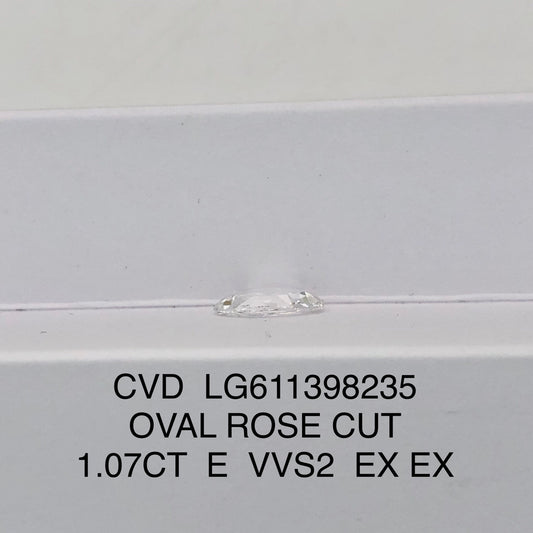 1.07 Carat Lab Grown Oval Diamond VVS2 IGI E CVD None Rose Cut