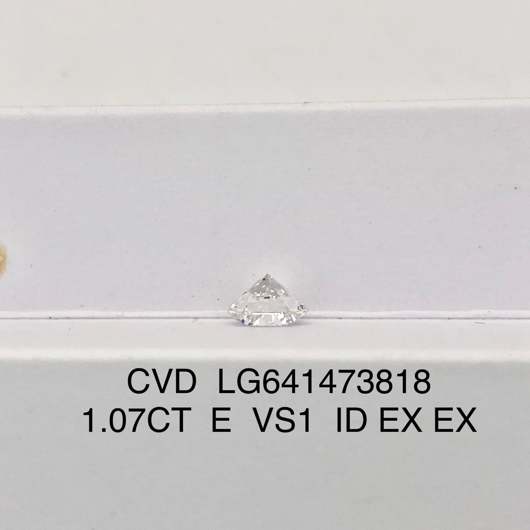 1.07 Carat Lab Grown Round Diamond VS1 IGI E CVD NONE 3EX