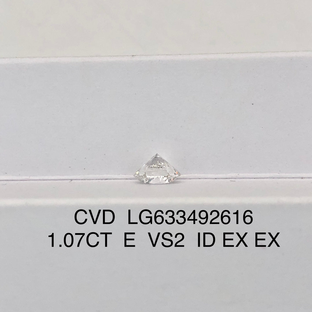 1.07 Carat Lab Grown Round Diamond VS2 IGI E CVD NONE Ideal Excellent