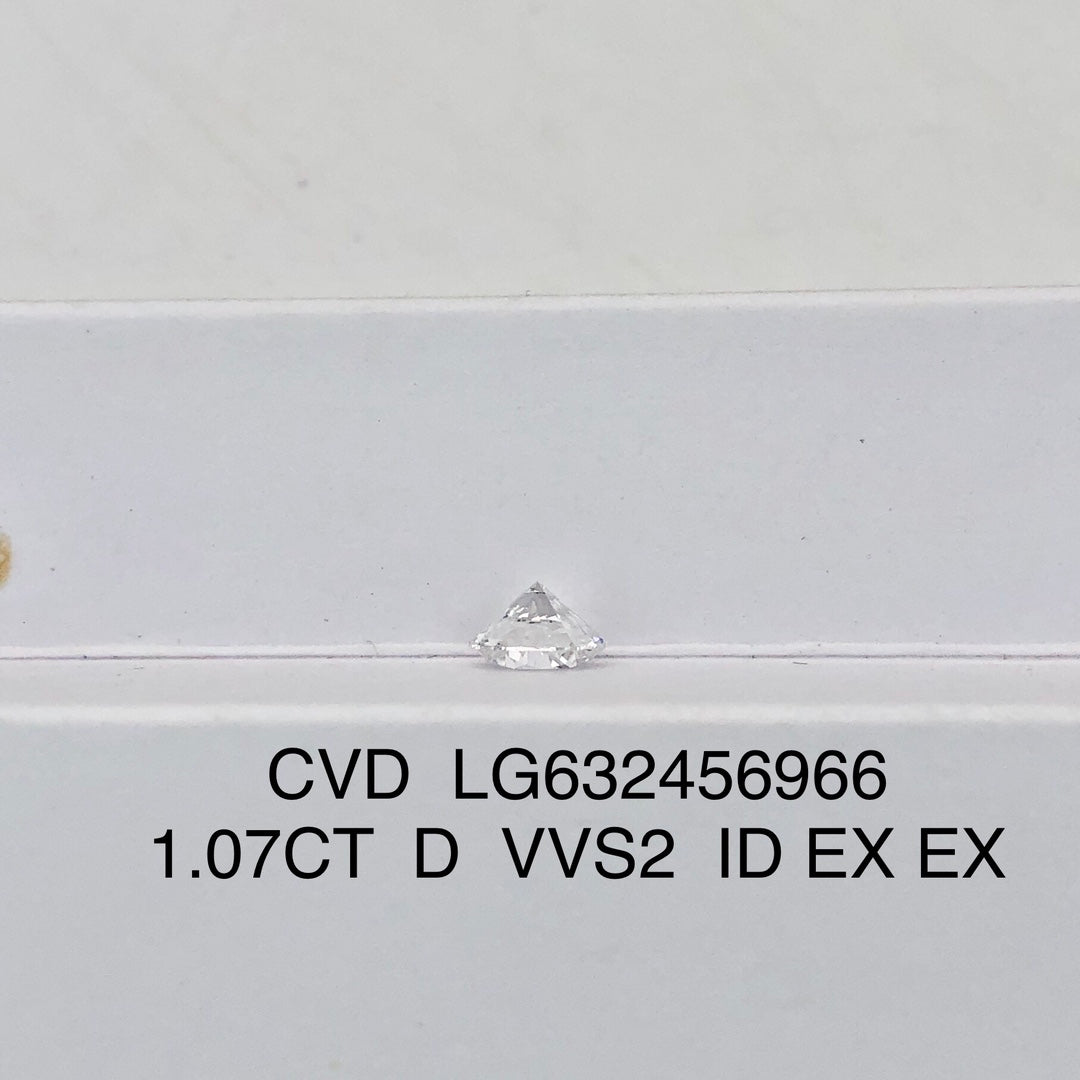 1.07 Carat Lab Grown Round Diamond VVS2 IGI D CVD Excellent Cut
