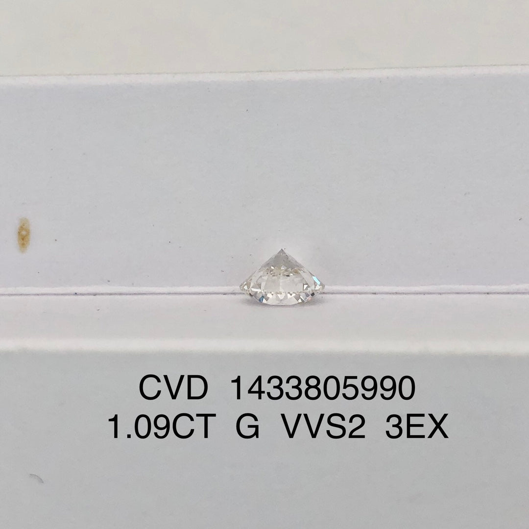 1.09 Carat G Laboratory Grown Diamond VVS2 GIA CVD NONE 3EX