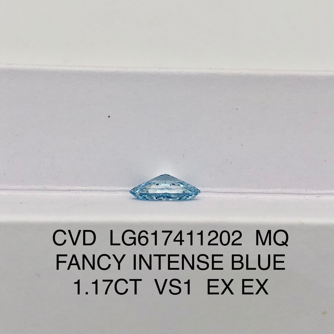 1.17 Carat Lab Grown Diamond Fancy Intense Blue VS1 2EX CVD Marquise