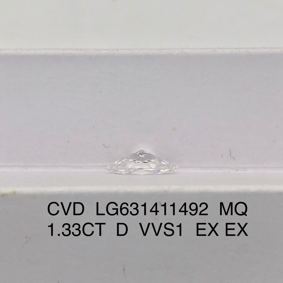 1.33 Carat Lab Grown Marquise Diamond D VVS1 2EX CVD Wholesale Price