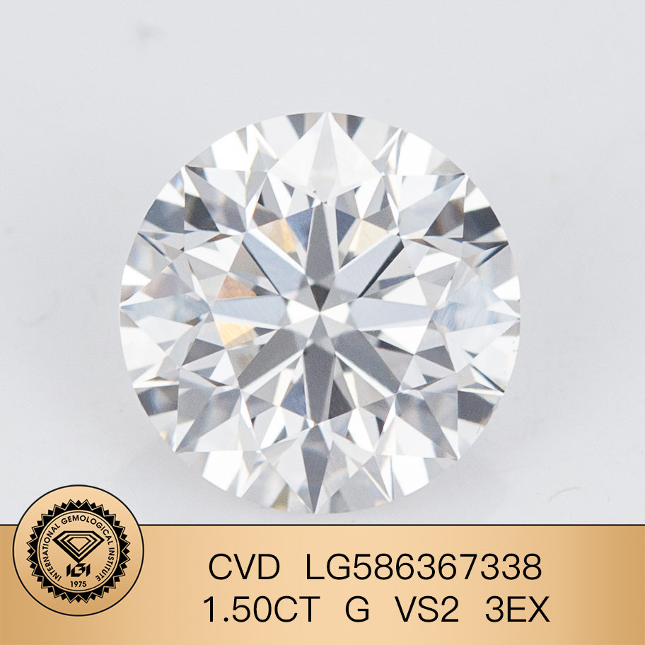 1.5 Carat IGI Certificate Lab Grown Diamond G VS2 CVD Lab Created Diamond 3EX Cut