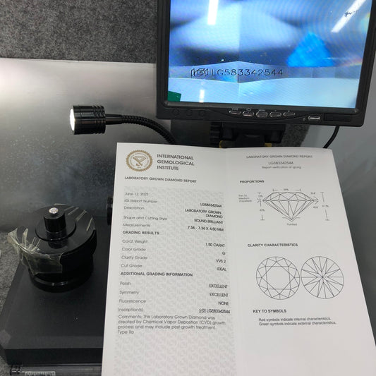 1.5 Carat IGI Certificate Lab Grown Diamond G VVS2 CVD Lab Created Diamond Ideal Cut
