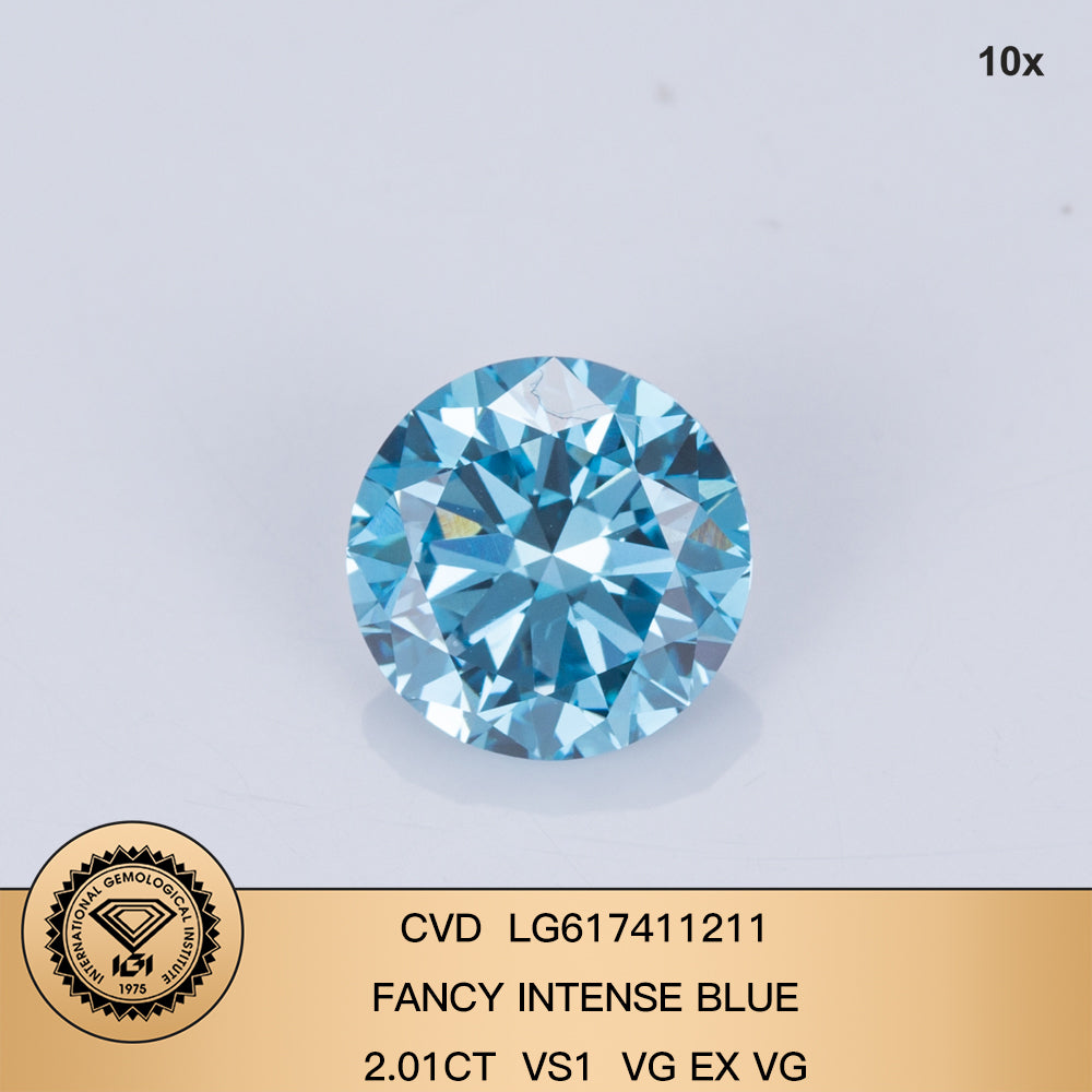 2.01 Carat Lab Grown Diamond Fancy Intense Blue VS1 VG EX VG CVD