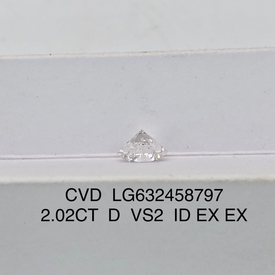 2.02 Carat IGI Certified Lab Created Diamond D VS2 ID 2EX CVD