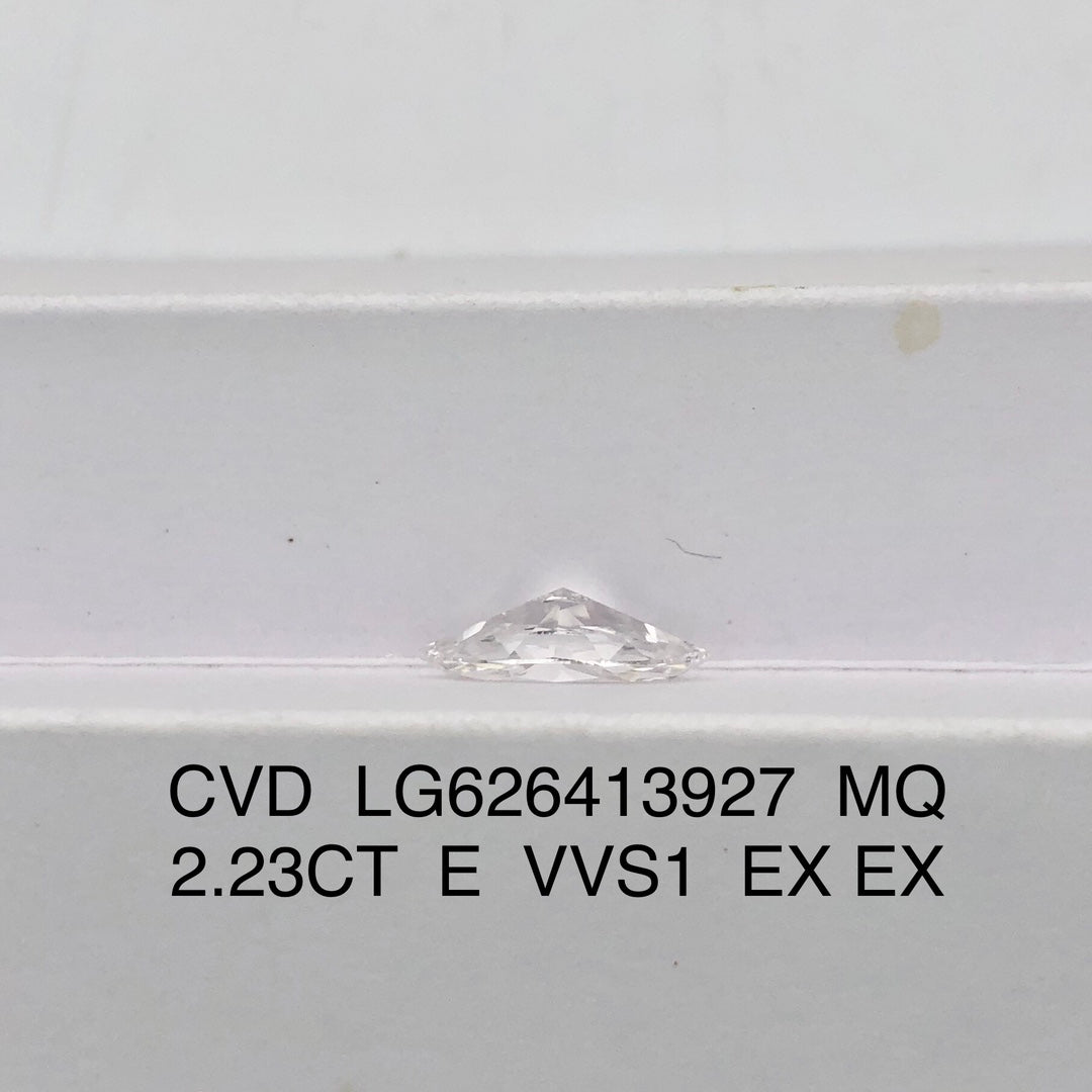 2.23 Carat Lab Grown Marquise Diamond E VVS1 2EX CVD