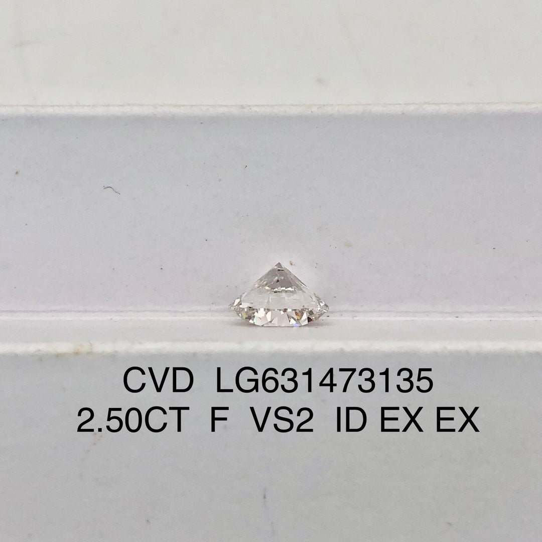 Diamant synthétique de 2,50 carats, certifié IGI, créé en laboratoire, F VS2 ID 2EX CVD