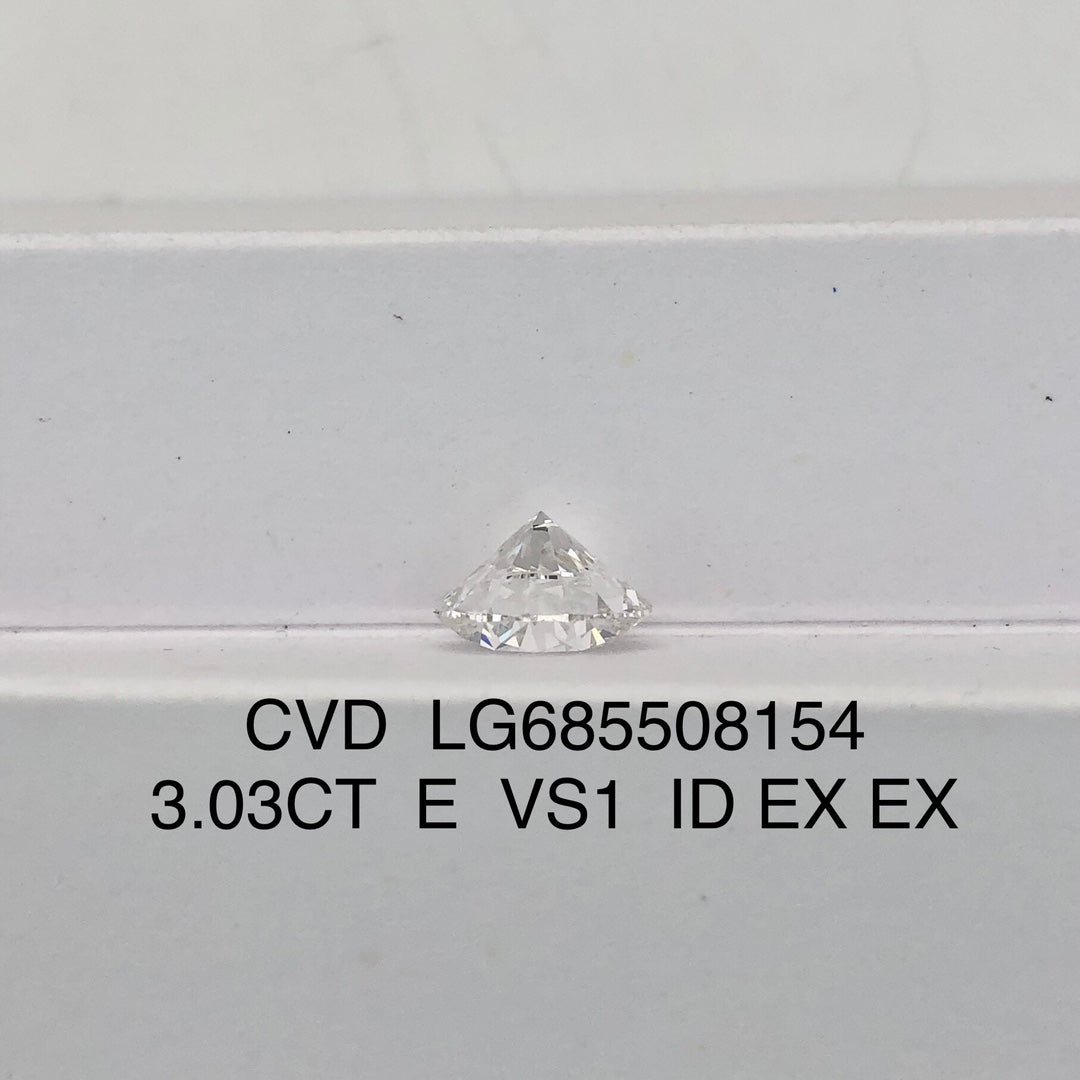 Diamant de laboratoire de 3,03 carats E VS1 ID 2EX CVD forme ronde