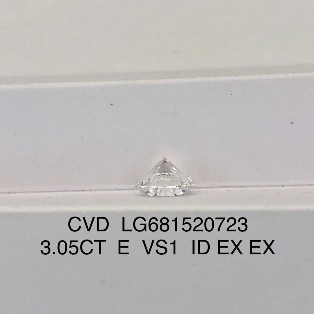 Diamant de laboratoire certifié IGI de 3,05 carats E VS1 ID 2EX CVD de forme ronde