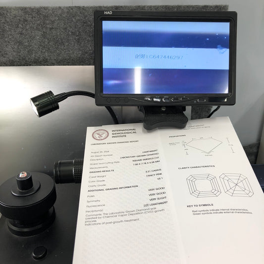 3.21 Carat Lab Grown Diamond Fancy Pink VS1 Square Emerald 2VG CVD Wholesale