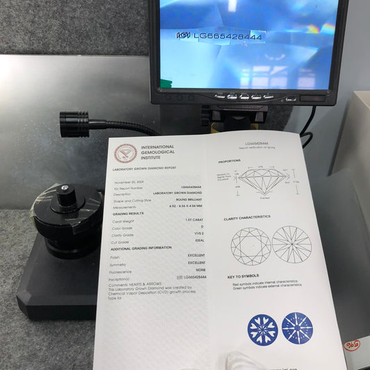 Laboratory Created Diamond VVS2 IGI 1.07 Carat D CVD NONE 3EX