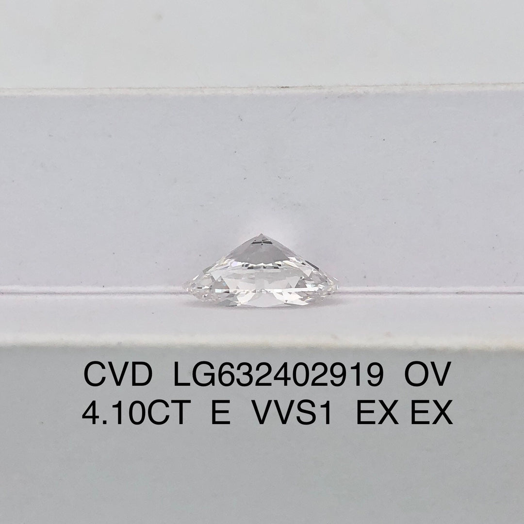 4.10 Carat Lab Grown Oval Diamond VVS1 IGI E CVD 2EX