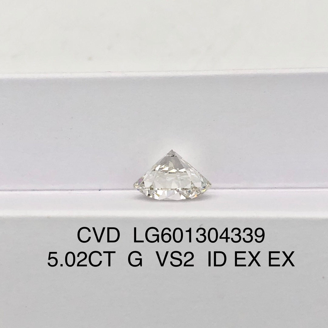Diamant synthétique de 5,02 carats, certifié G, certifié IGI, CVD VS2