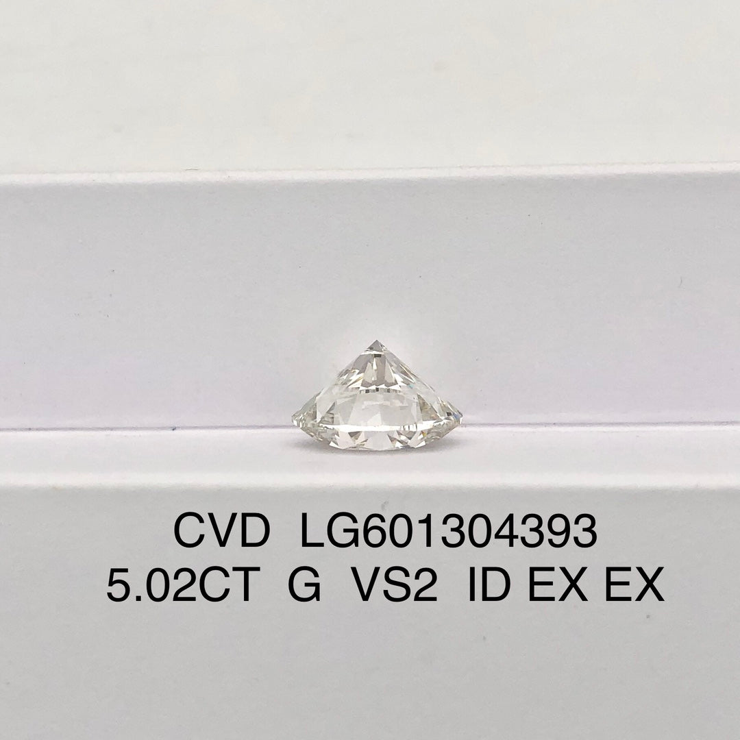 Diamant synthétique de 5,02 carats G VS2 ID EX EX IGI certifié CVD diamant rond synthétique