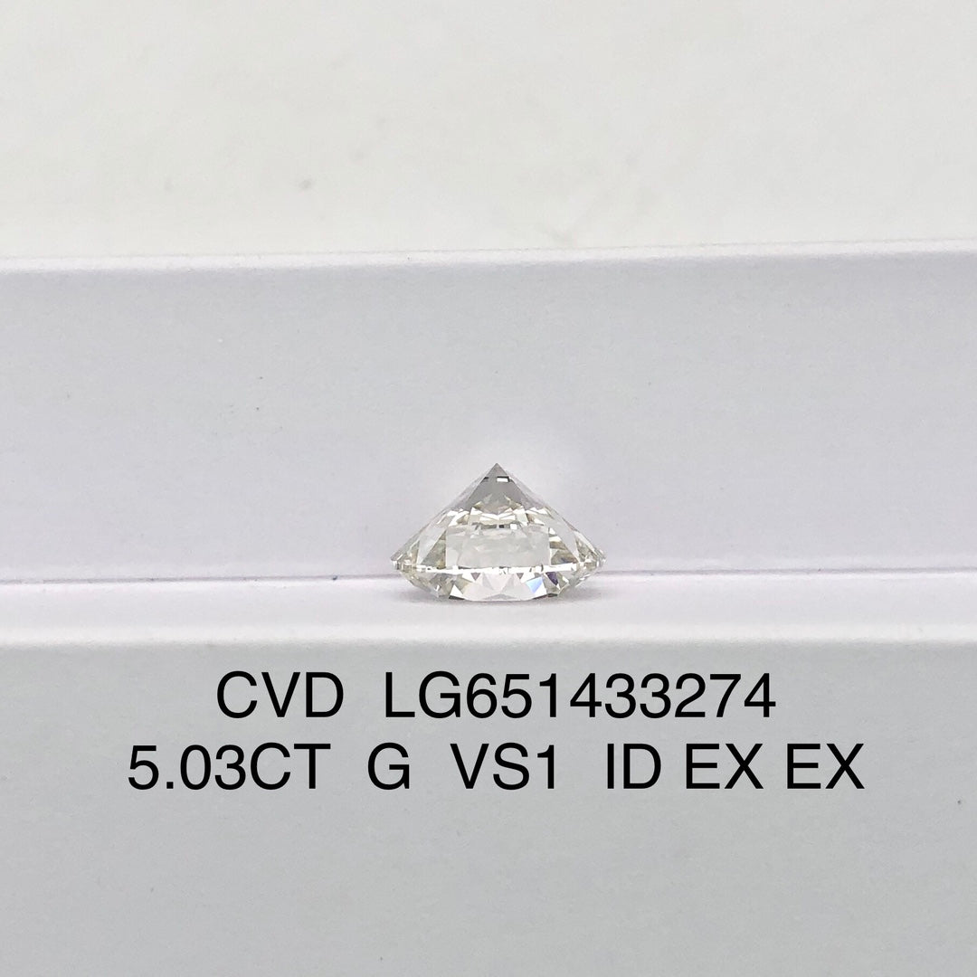Diamant synthétique de 5,03 carats, certifié G, certifié IGI, CVD VS1