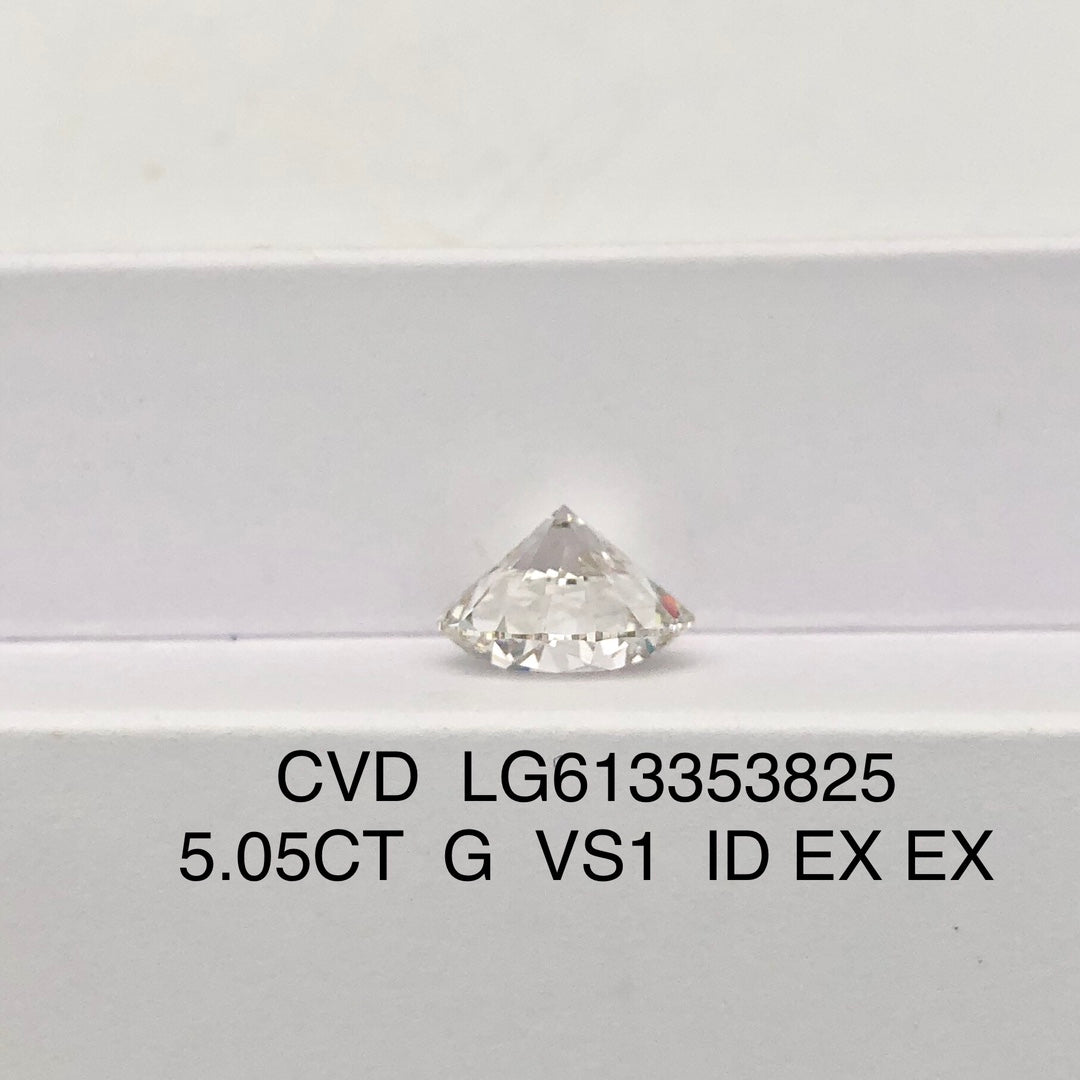 Diamant rond de 5,05 carats, cultivé en laboratoire, excellent, certifié IGI, CVD VS1 G