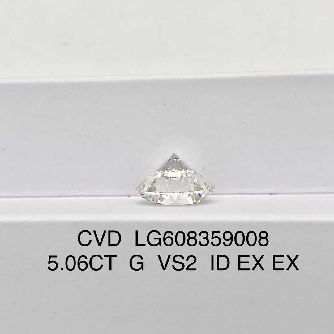 Diamant synthétique de 5,06 carats certifié IGI, taille G excellente, CVD VS2