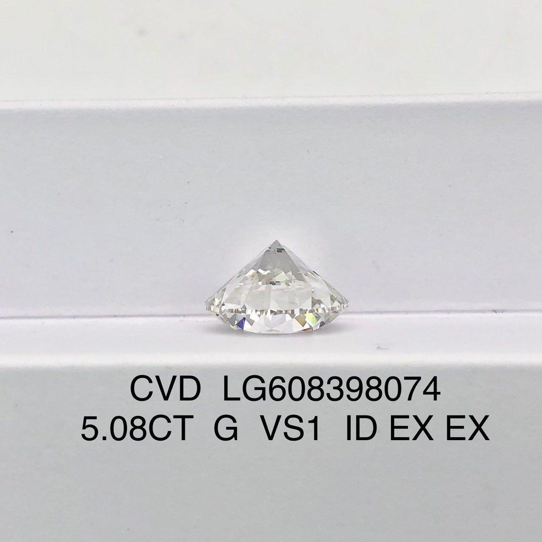 Diamant synthétique de 5,08 carats G EX ID certifié IGI CVD VS1