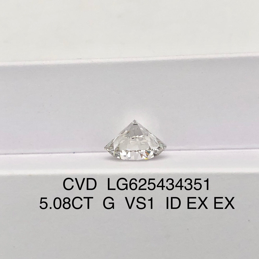 Diamant synthétique de 5,08 carats, certifié IGI, CVD VS1, certifié G Excellent