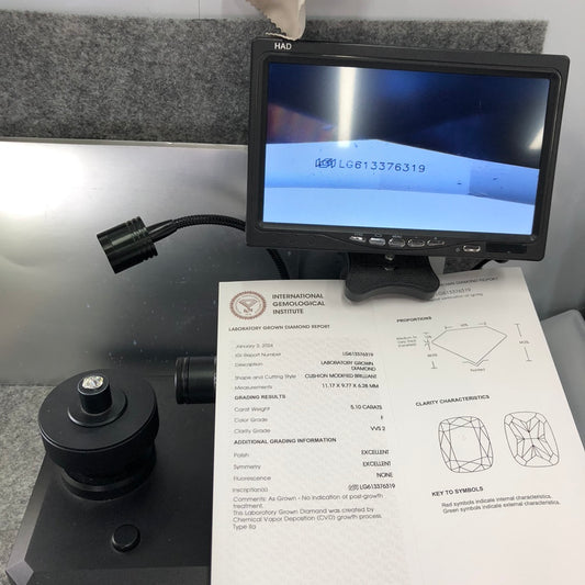 5.10 Carat Lab Grown Diamond Cushion 2EX IGI Certified CVD VVS2 F