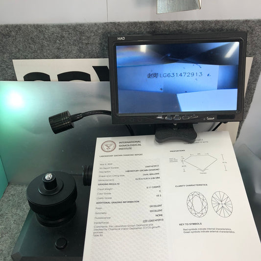 5.11 Carat Lab Grown Diamond Oval Shape 2EX IGI Certified CVD VS2 E