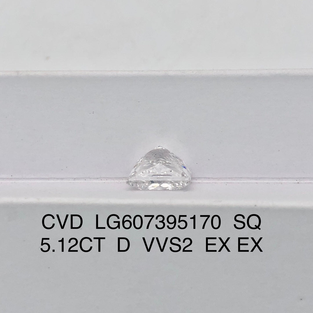 Diamant de laboratoire de 5,12 carats, taille princesse 2EX, certifié IGI CVD D VVS2