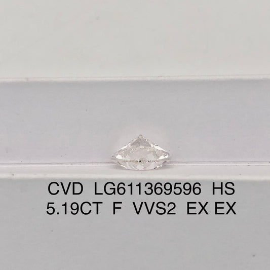 5.19 Carat Lab Grown Diamond Heart Shape 2EX IGI Certified CVD VVS2 F