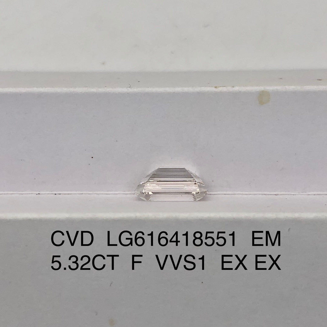 Diamant de laboratoire de 5,32 carats, taille émeraude, certifié IGI 2EX, CVD VVS1 F